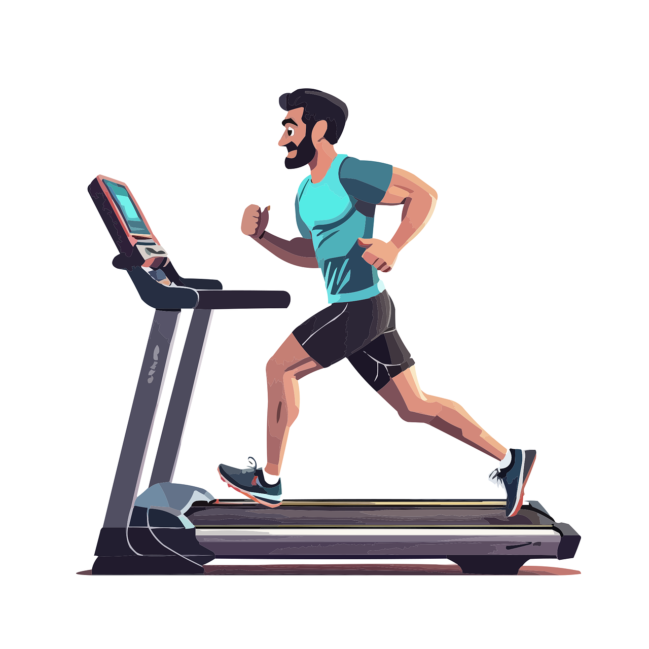 cartoon image of man running on a treadmill